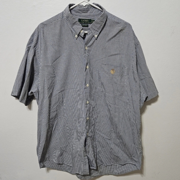 Lauren Ralph Lauren Men's Gray Checkered Button Down Shirt B18 - Picture 1 of 6